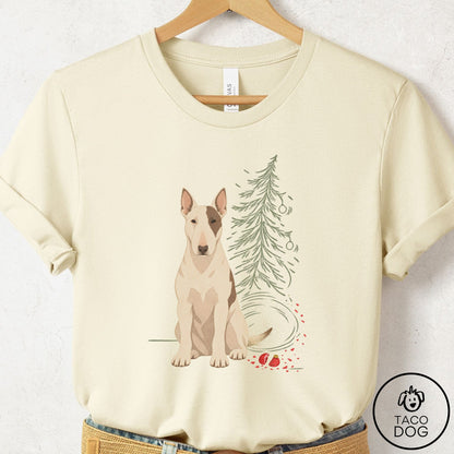 Bull Terrier Christmas Joy T-Shirt Natural Taco-Dog