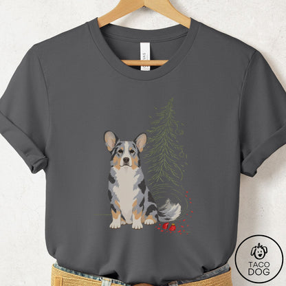 Cardigan Welsh Corgi Christmas Joy T-Shirt Asphalt Taco-Dog