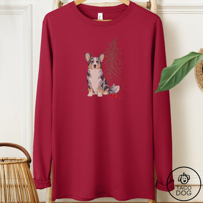 Cardigan Welsh Corgi Christmas Joy Long Sleeve Tee Cardinal Taco-Dog