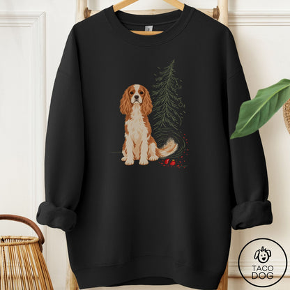 Cavalier King Charles Spaniel Christmas Joy Sweatshirt Black Taco-Dog