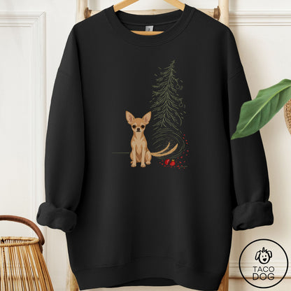 Chihuahua Christmas Joy Sweatshirt Black Taco-Dog