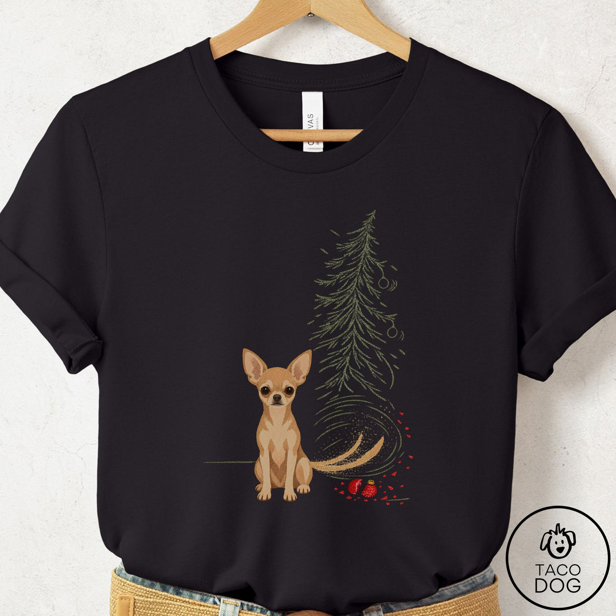Chihuahua Christmas Joy T-Shirt Black Taco-Dog
