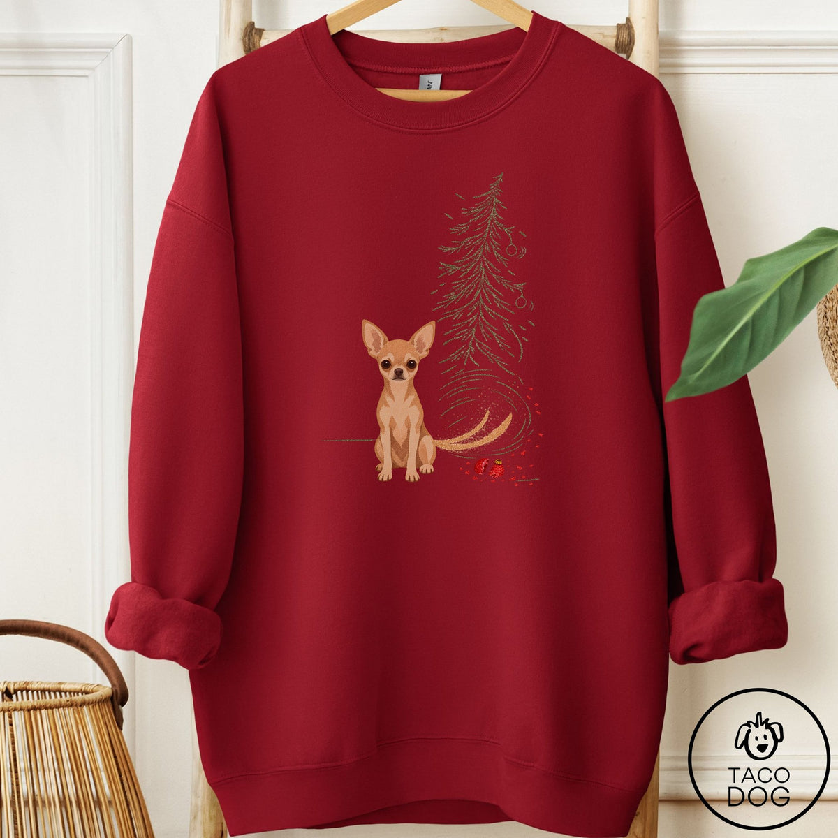 Chihuahua Christmas Joy Sweatshirt Garnet Taco-Dog