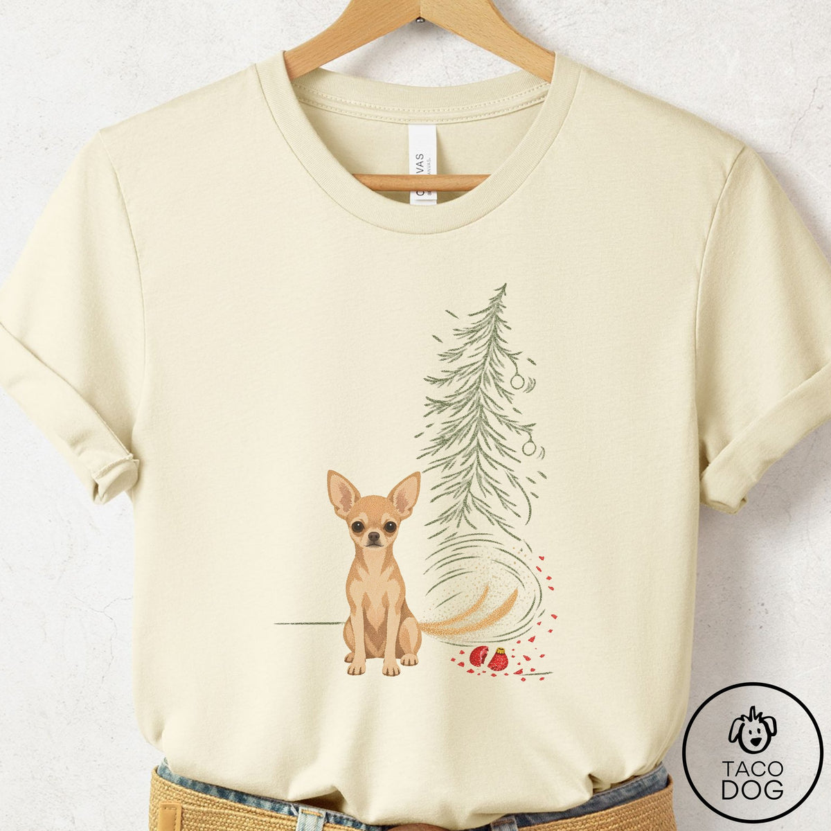 Chihuahua Christmas Joy T-Shirt Natural Taco-Dog