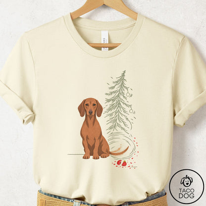 Dachshund Christmas Joy T-Shirt Natural Taco-Dog