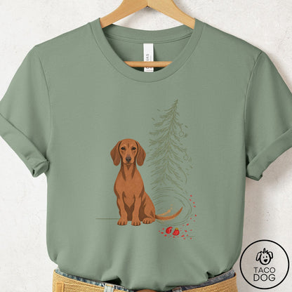 Dachshund Christmas Joy T-Shirt Sage Taco-Dog