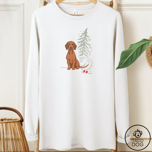 Dachshund Christmas Joy Long Sleeve Tee White Taco-Dog
