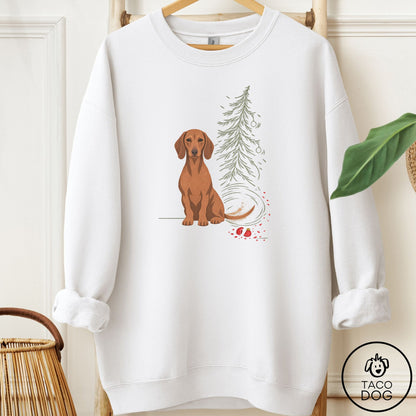 Dachshund Christmas Joy Sweatshirt White Taco-Dog