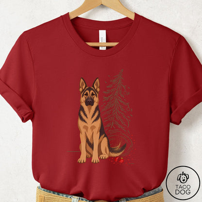 German Shepherd Christmas Joy T-Shirt Canvas Red Taco-Dog