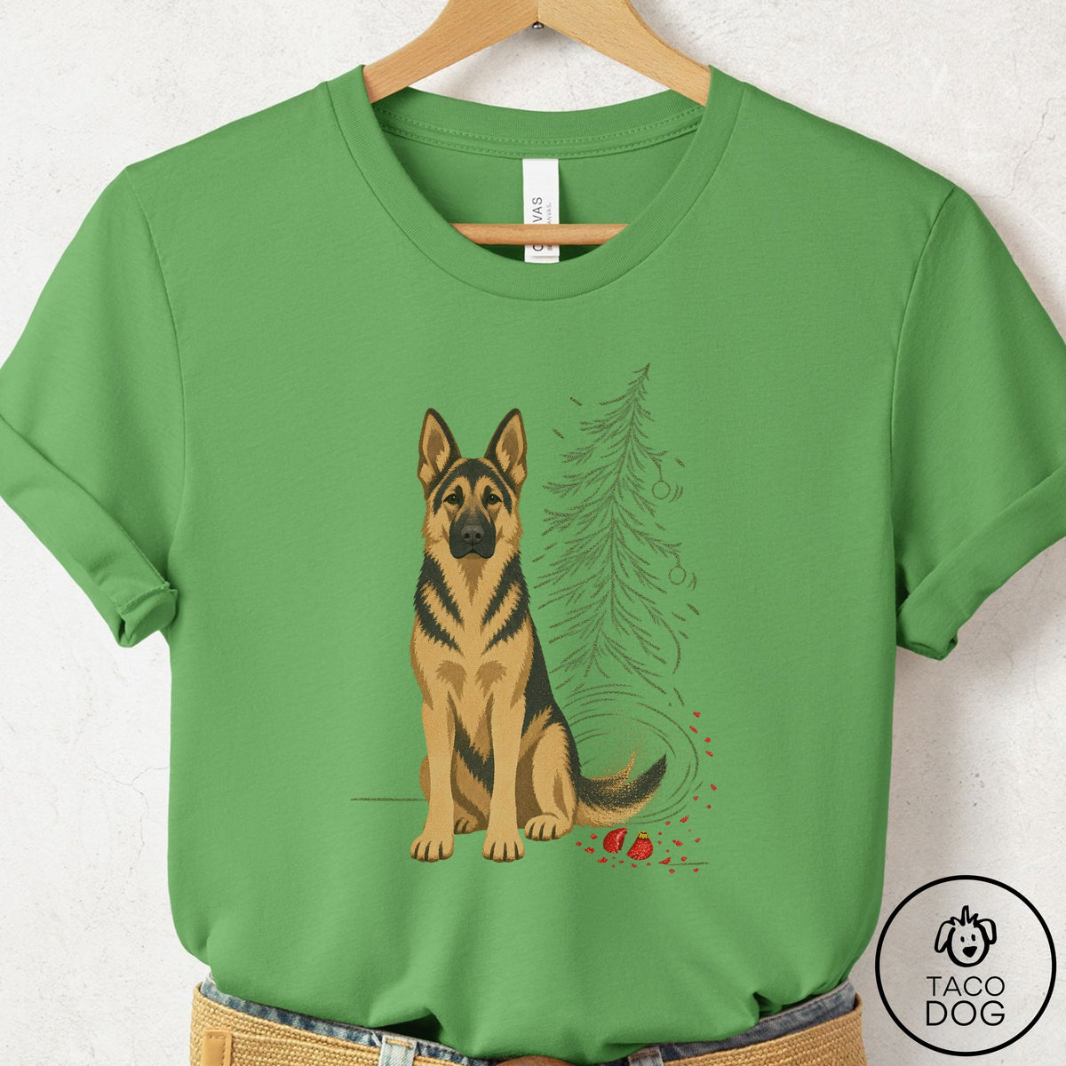 German Shepherd Christmas Joy T-Shirt Leaf Taco-Dog