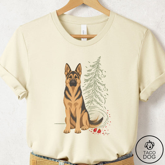 German Shepherd Christmas Joy T-Shirt Natural Taco-Dog