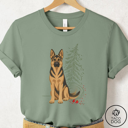 German Shepherd Christmas Joy T-Shirt Sage Taco-Dog