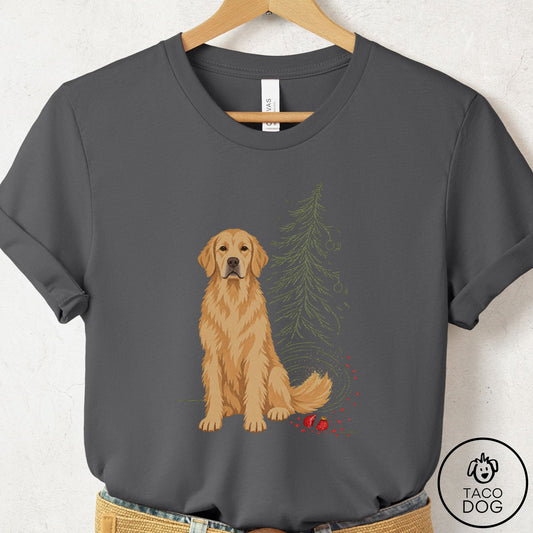 Golden Retriever Christmas Joy T-Shirt Asphalt Taco-Dog