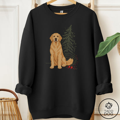 Golden Retriever Christmas Joy Sweatshirt Black Taco-Dog
