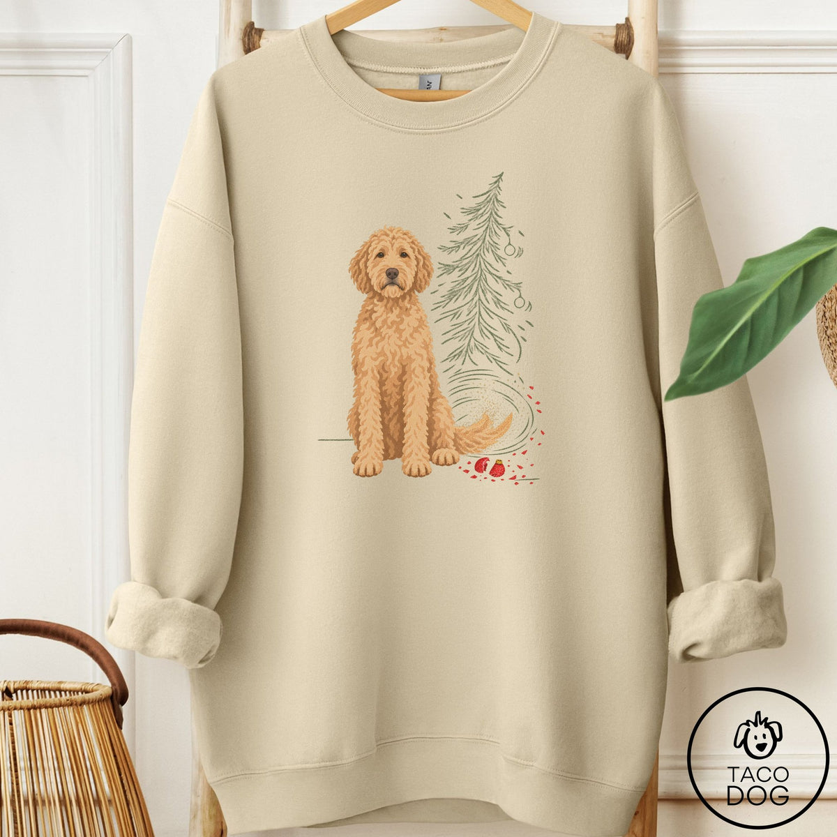 Doodle Christmas Joy Sweatshirt Sand Taco-Dog