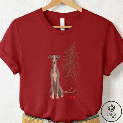 Italian Greyhound Whippet Christmas Joy T-Shirt Canvas Red Taco-Dog