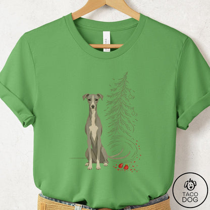Italian Greyhound Whippet Christmas Joy T-Shirt Leaf Taco-Dog