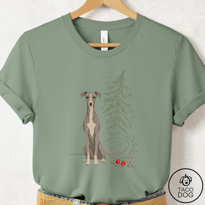 Italian Greyhound Whippet Christmas Joy T-Shirt Sage Taco-Dog