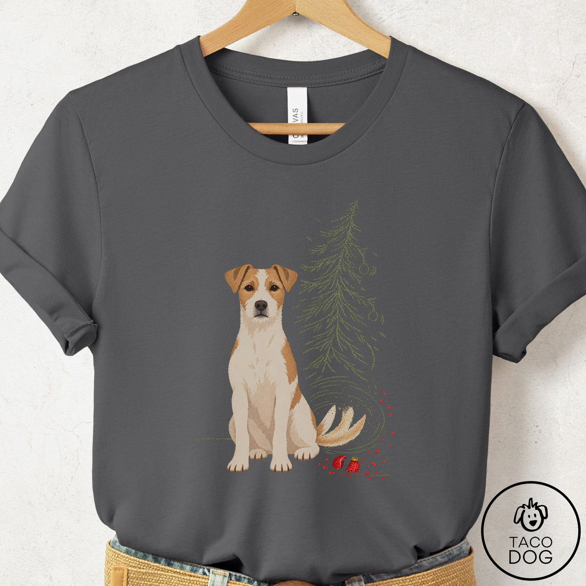 Jack Russell Christmas Joy T-Shirt Asphalt Taco-Dog