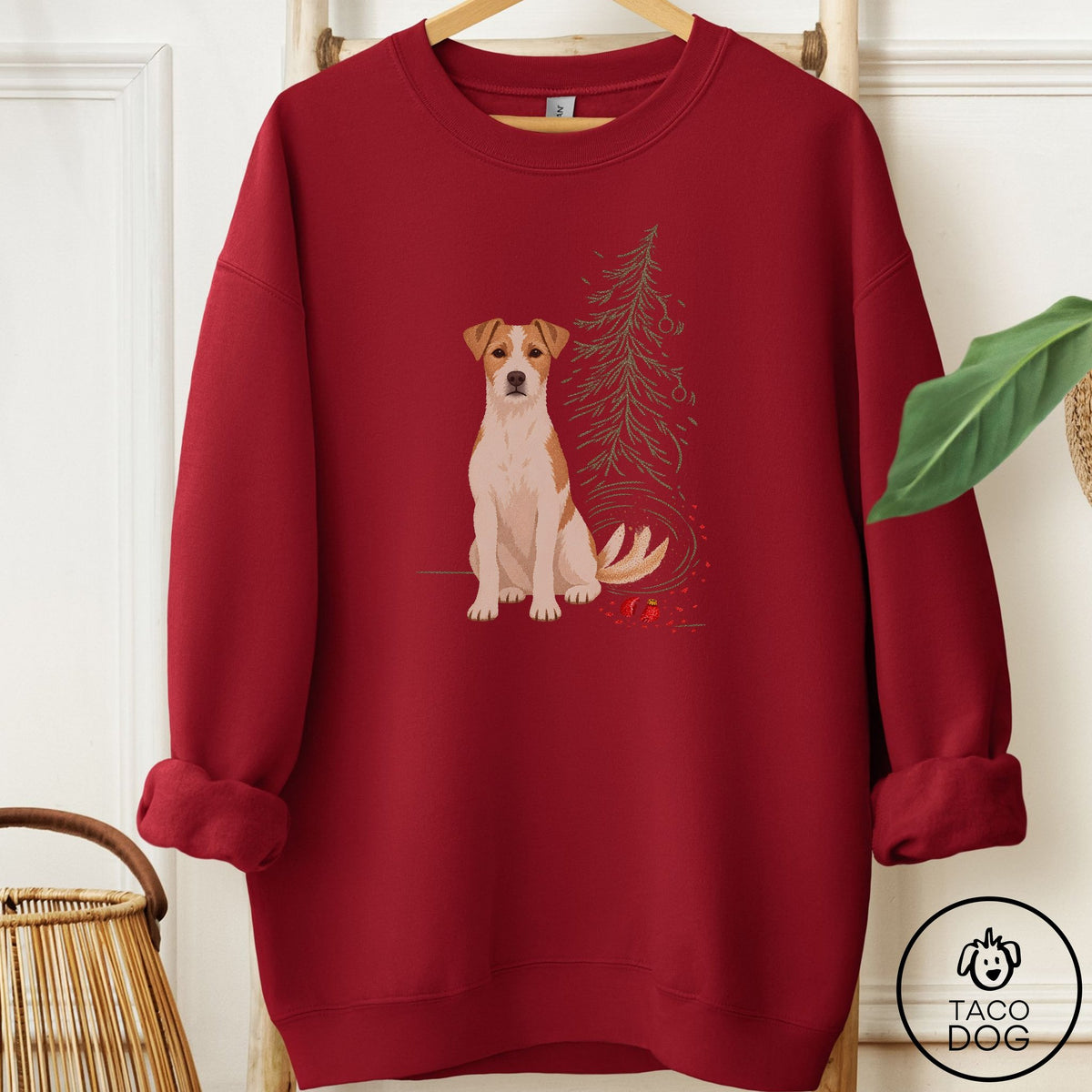 Jack Russell Christmas Joy Sweatshirt Garnet Taco-Dog