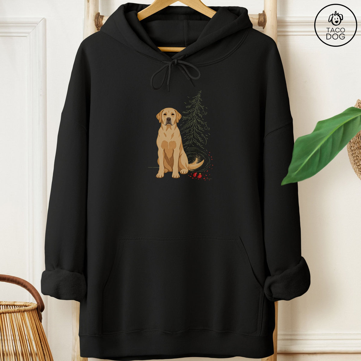 Labrador Retriever Christmas Joy Hoodie Black Taco-Dog