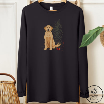 Labrador Retriever Christmas Joy Long Sleeve Tee Black Taco-Dog