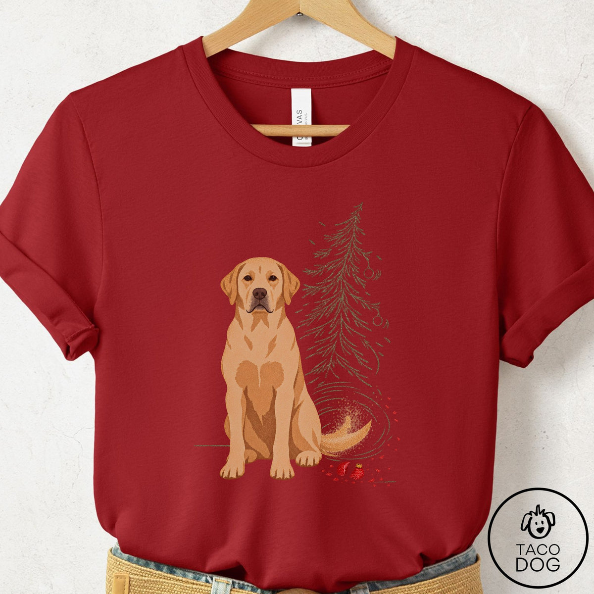 Labrador Retriever Christmas Joy T-Shirt Canvas Red Taco-Dog