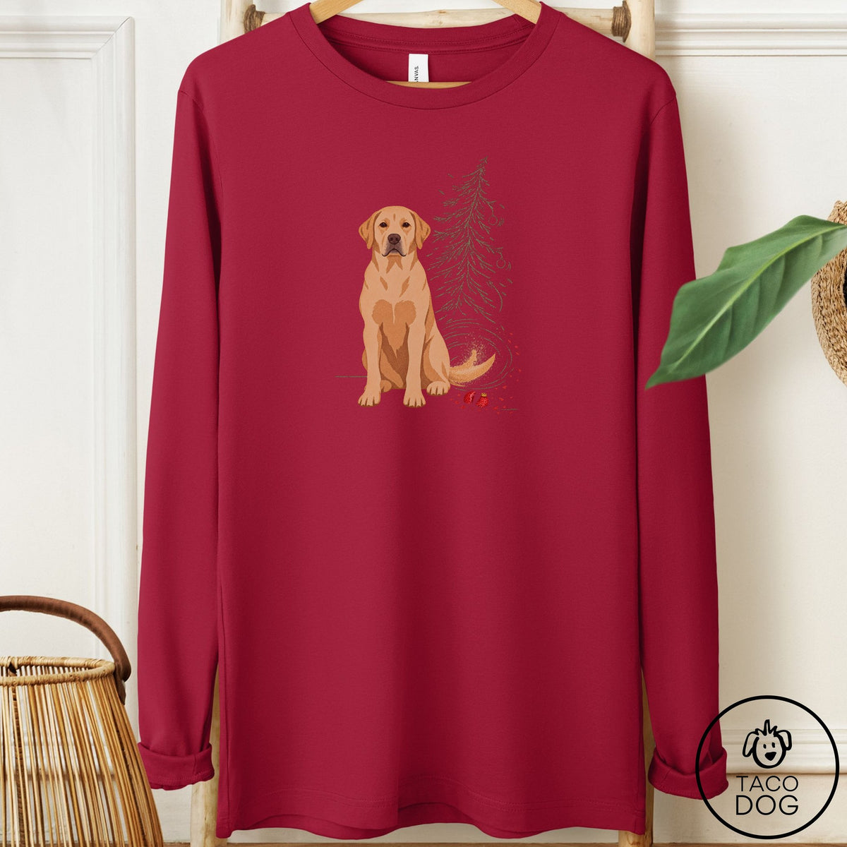 Labrador Retriever Christmas Joy Long Sleeve Tee Cardinal Taco-Dog