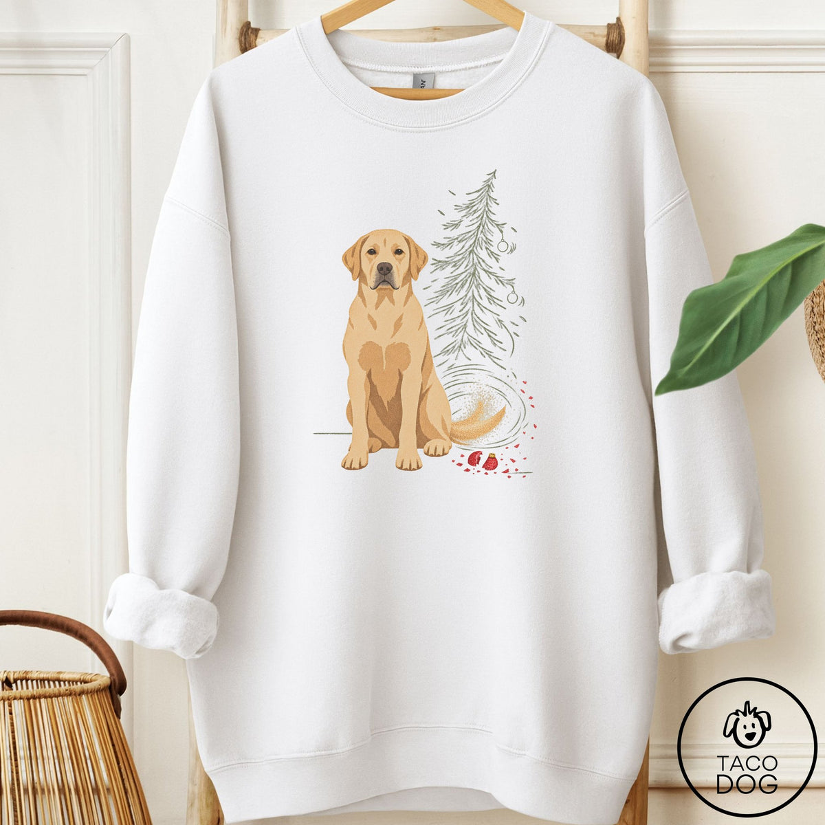 Labrador Retriever Christmas Joy Sweatshirt White Taco-Dog