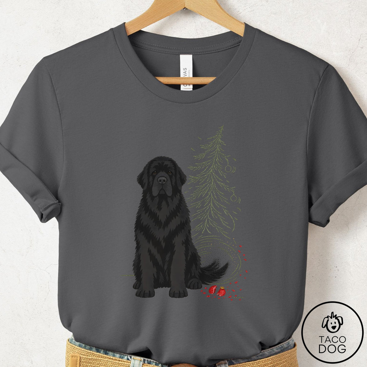 Newfoundland Christmas Joy T-Shirt Asphalt Taco-Dog