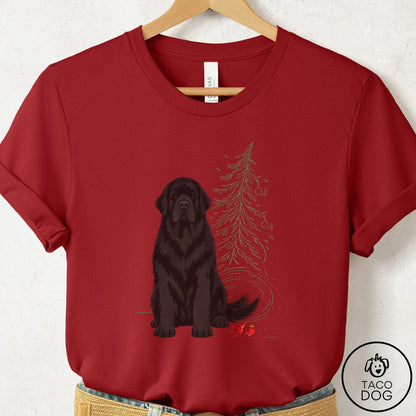 Newfoundland Christmas Joy T-Shirt Canvas Red Taco-Dog
