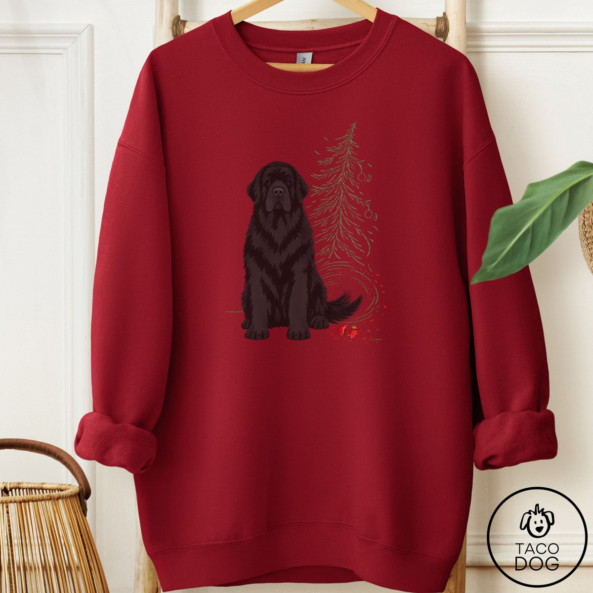 Newfoundland Christmas Joy Sweatshirt Garnet Taco-Dog