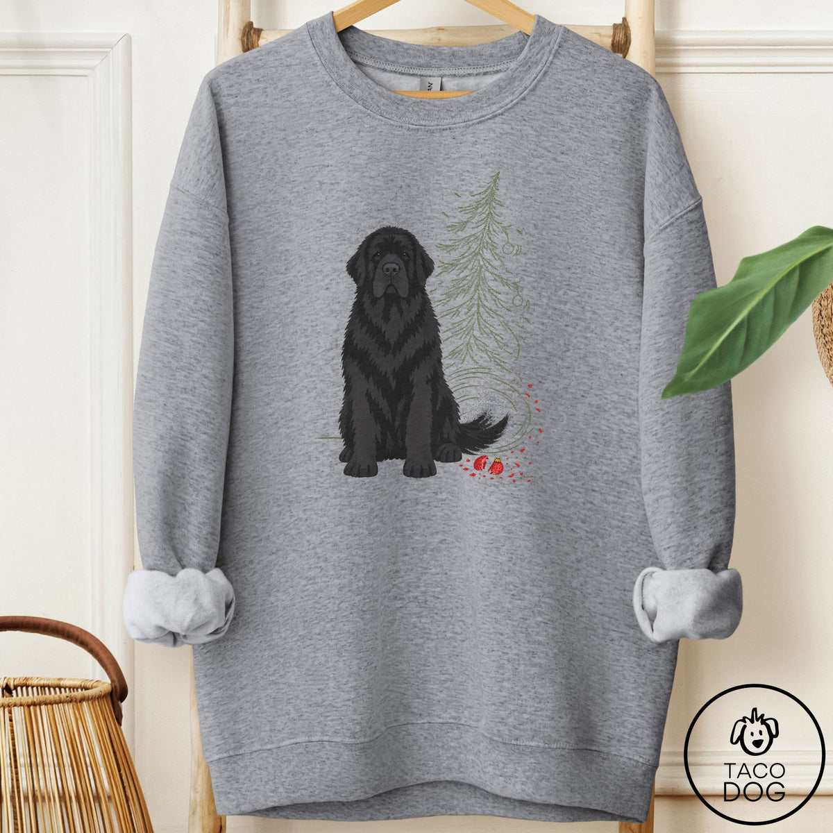 Newfoundland Christmas Joy Sweatshirt Graphite Heather Taco-Dog