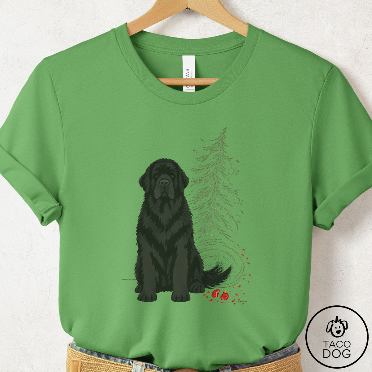 Newfoundland Christmas Joy T-Shirt Leaf Taco-Dog