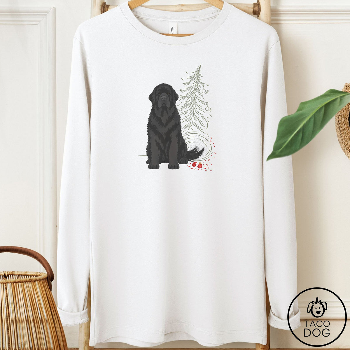 Newfoundland Christmas Joy Long Sleeve Tee White Taco-Dog
