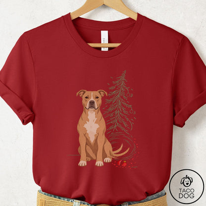 Pitbull Christmas Joy T-Shirt Canvas Red Taco-Dog