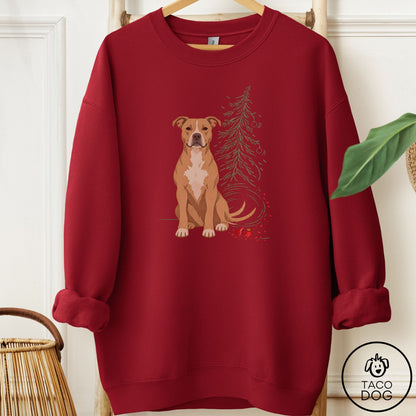Pitbull Christmas Joy Sweatshirt Garnet Taco-Dog