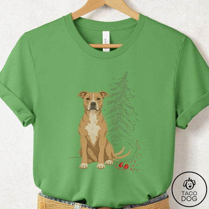 Pitbull Christmas Joy T-Shirt Leaf Taco-Dog