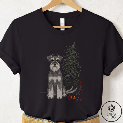 Schnauzer Christmas Joy T-Shirt Black Taco-Dog