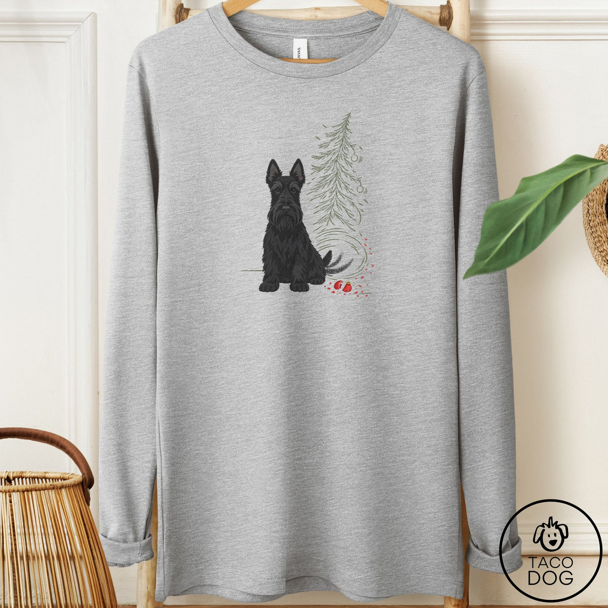 Scottie Christmas Joy Long Sleeve Tee Athletic Heather Taco-Dog