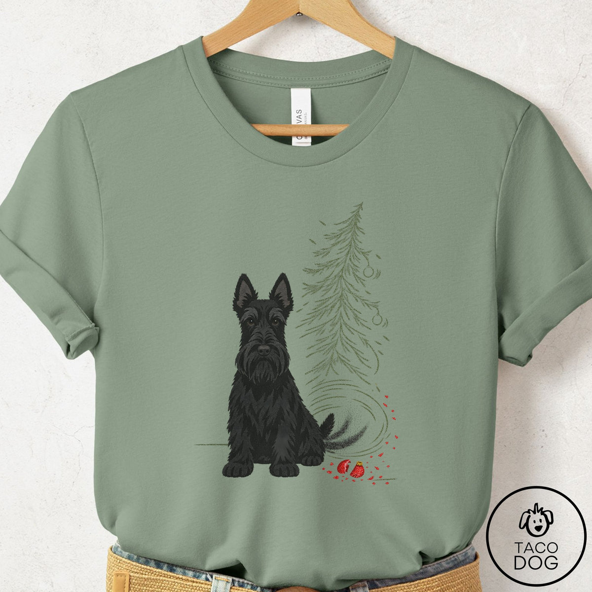 Scottie Christmas Joy T-Shirt Sage Taco-Dog
