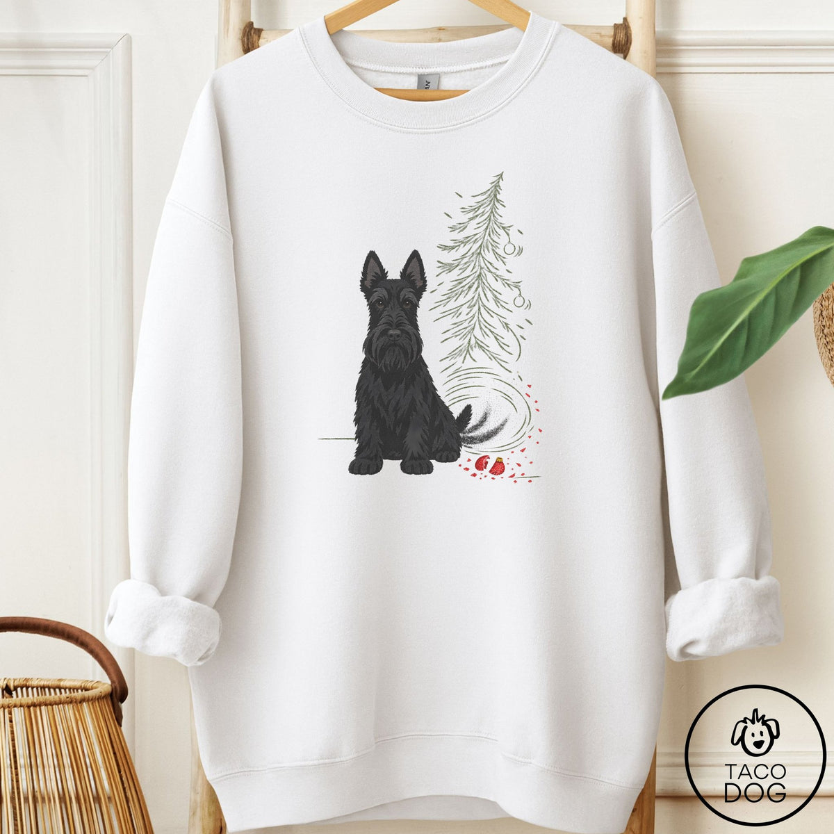 Scottie Christmas Joy Sweatshirt White Taco-Dog