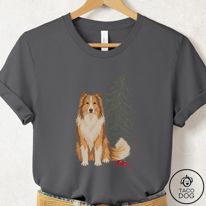 Shetland Sheepdog Christmas Joy T-Shirt Asphalt Taco-Dog