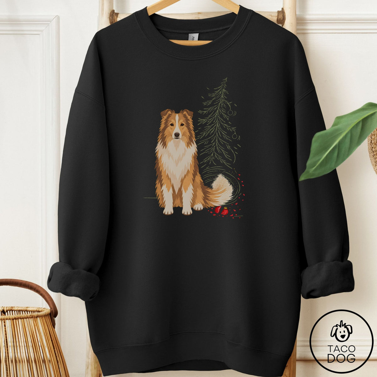 Shetland Sheepdog Christmas Joy Sweatshirt Black Taco-Dog