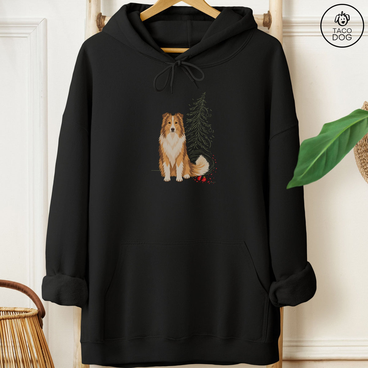 Shetland Sheepdog Christmas Joy Hoodie Black Taco-Dog
