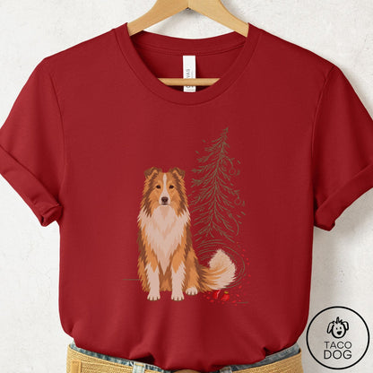 Shetland Sheepdog Christmas Joy T-Shirt Canvas Red Taco-Dog