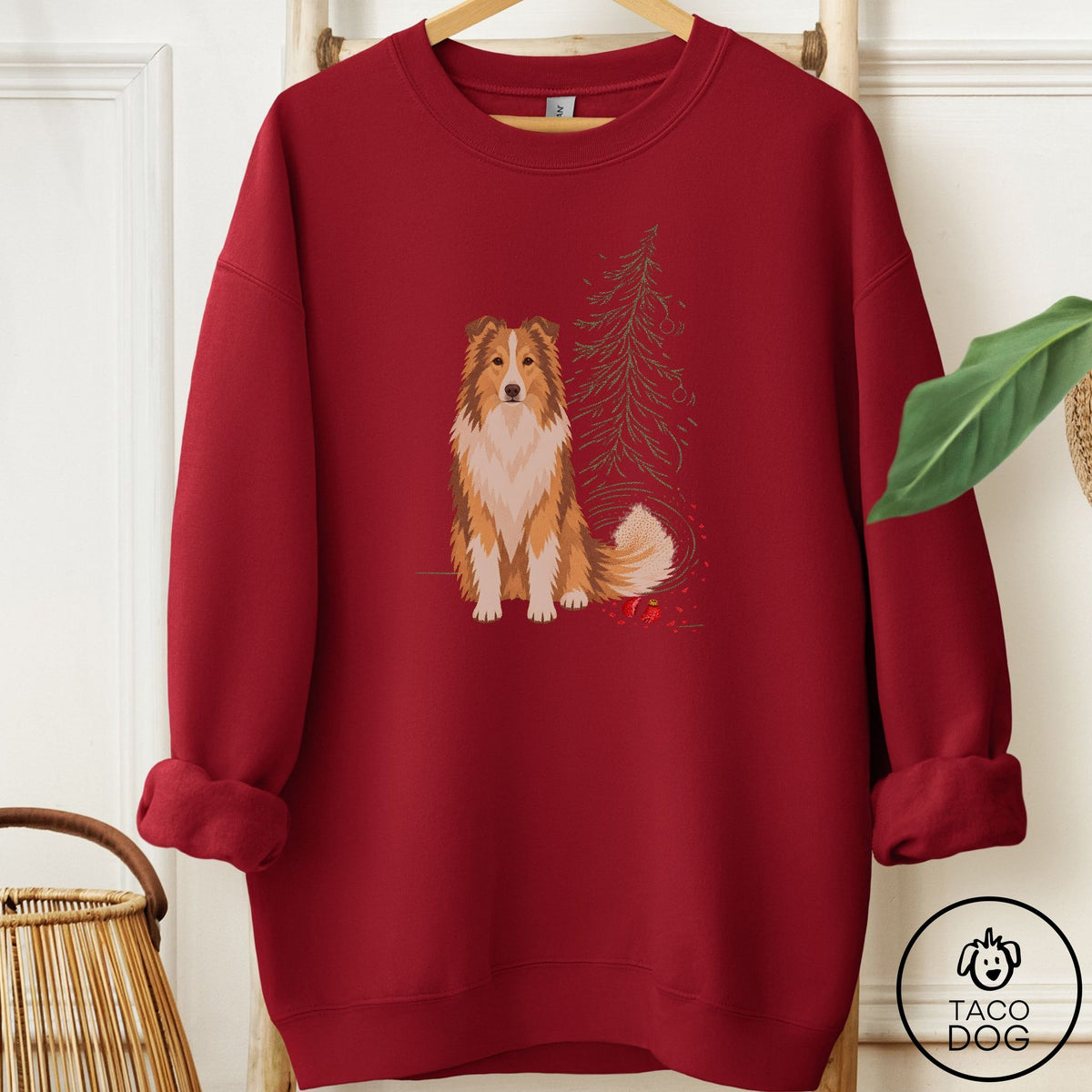 Shetland Sheepdog Christmas Joy Sweatshirt Garnet Taco-Dog