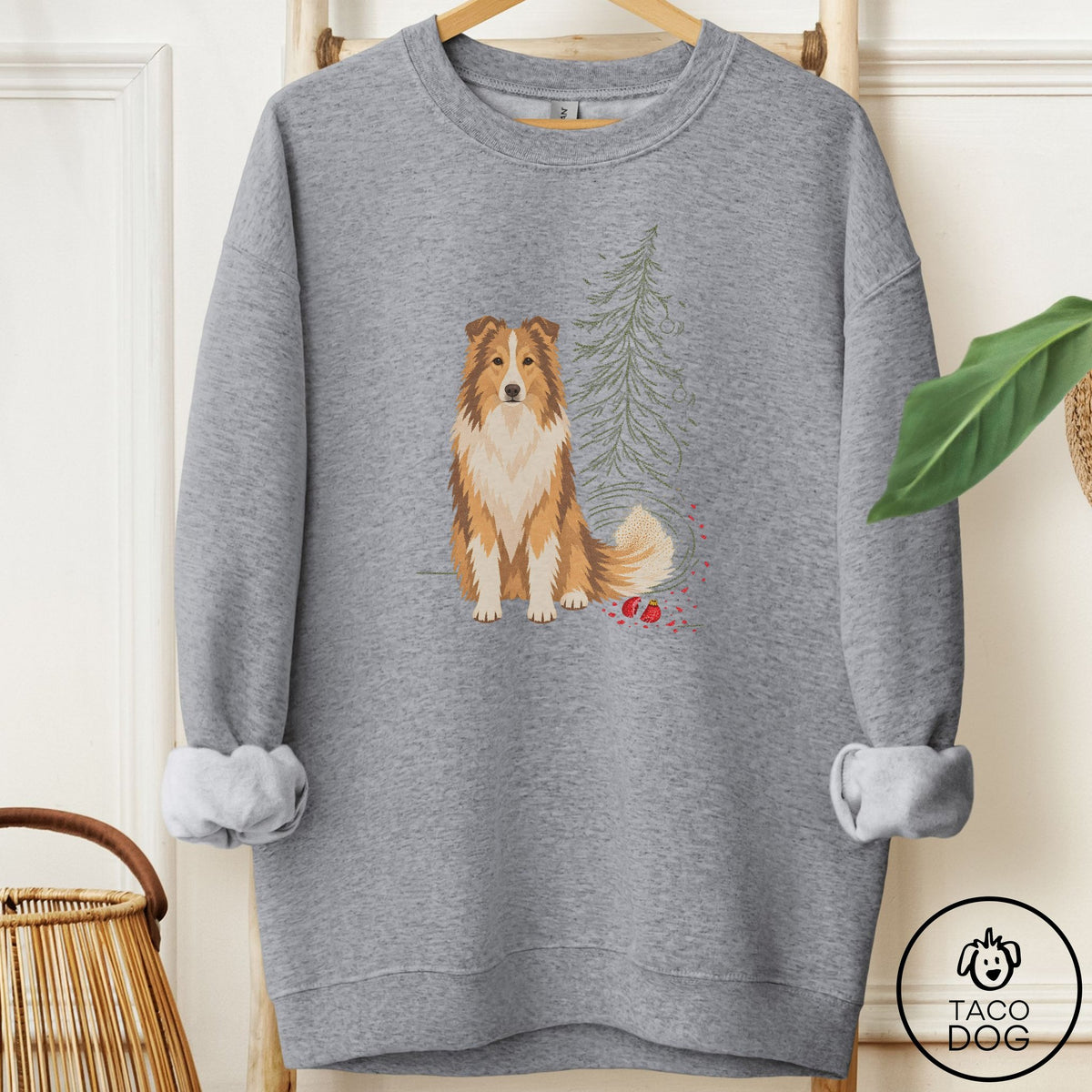 Shetland Sheepdog Christmas Joy Sweatshirt Graphite Heather Taco-Dog
