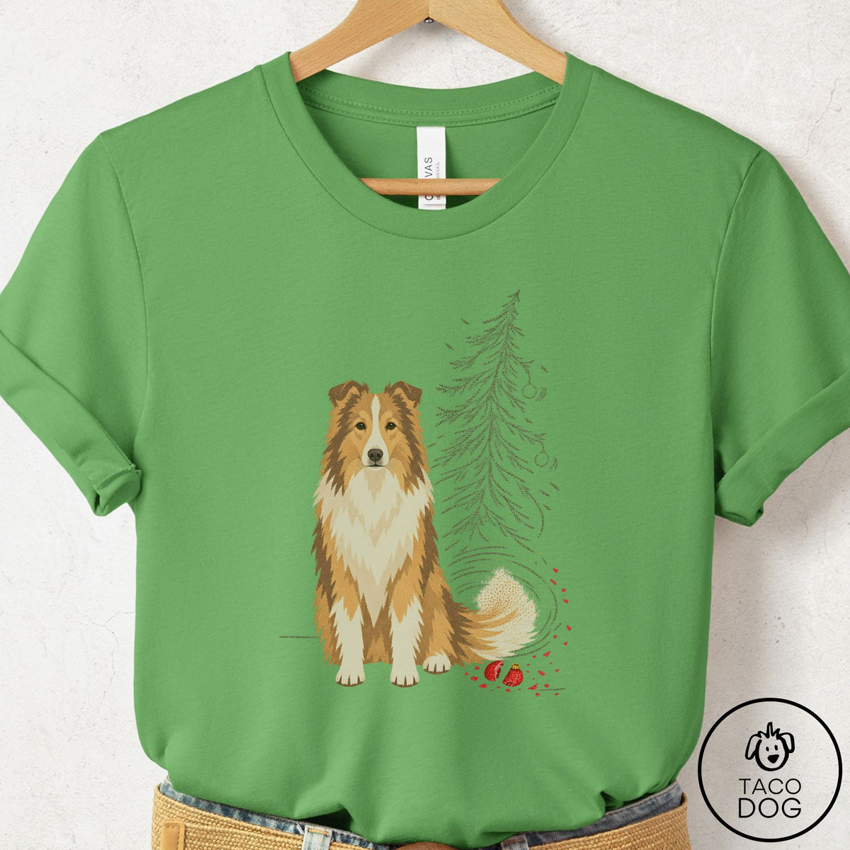 Shetland Sheepdog Christmas Joy T-Shirt Leaf Taco-Dog
