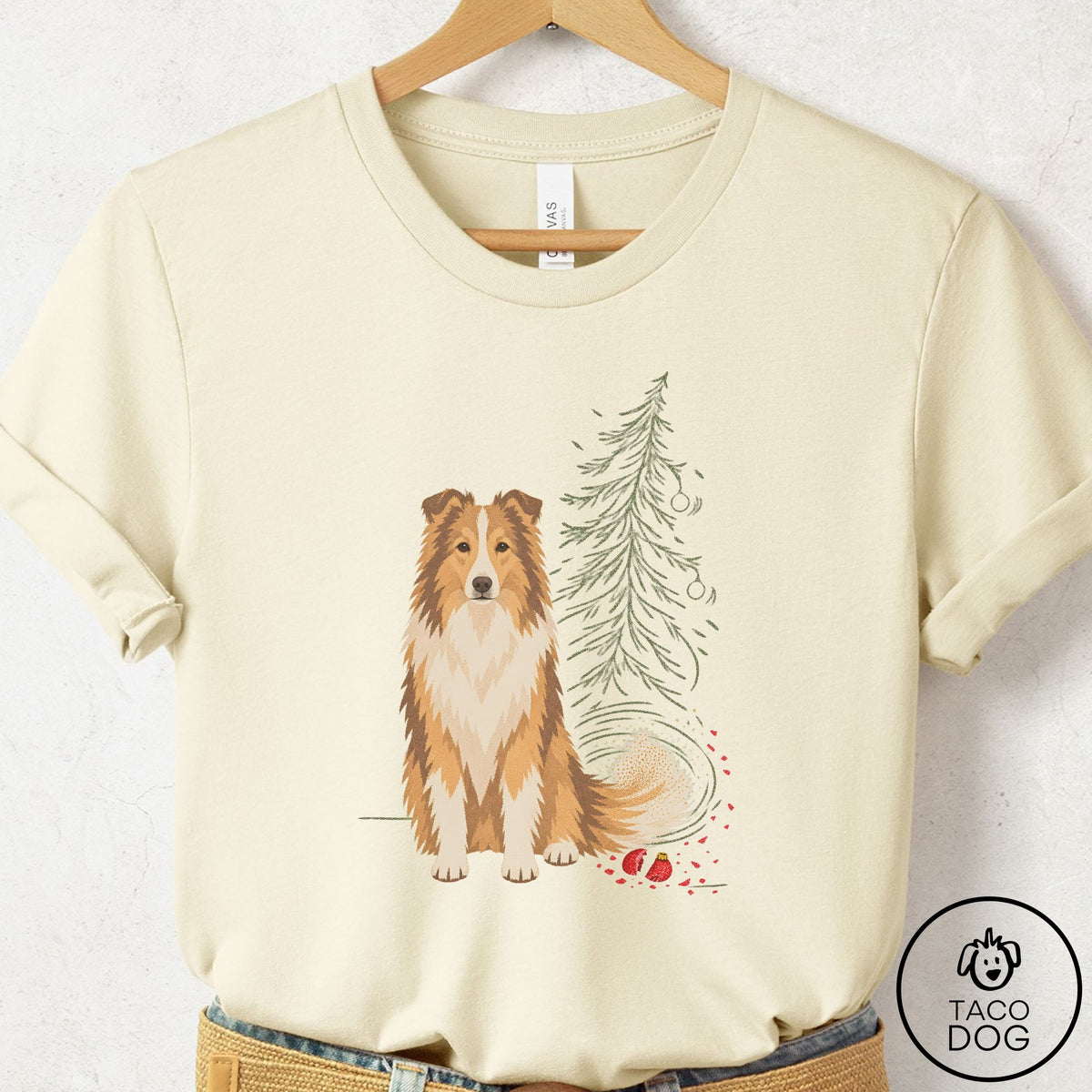Shetland Sheepdog Christmas Joy T-Shirt Natural Taco-Dog